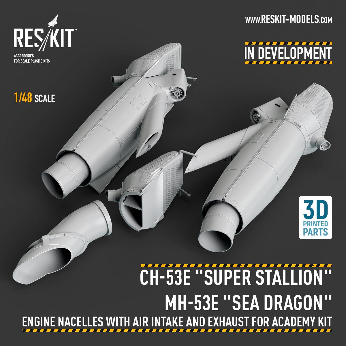 CH-53E "Super Stallion" and MH-53E "Sea Dragon" Engine Nacelles with Air Intake and Exhaust for Academy Kit